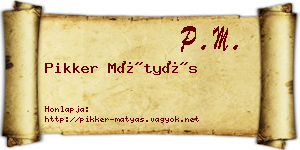 Pikker Mátyás névjegykártya